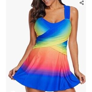 Ombre Tie Dye Swim Dress Top only SIZE XL